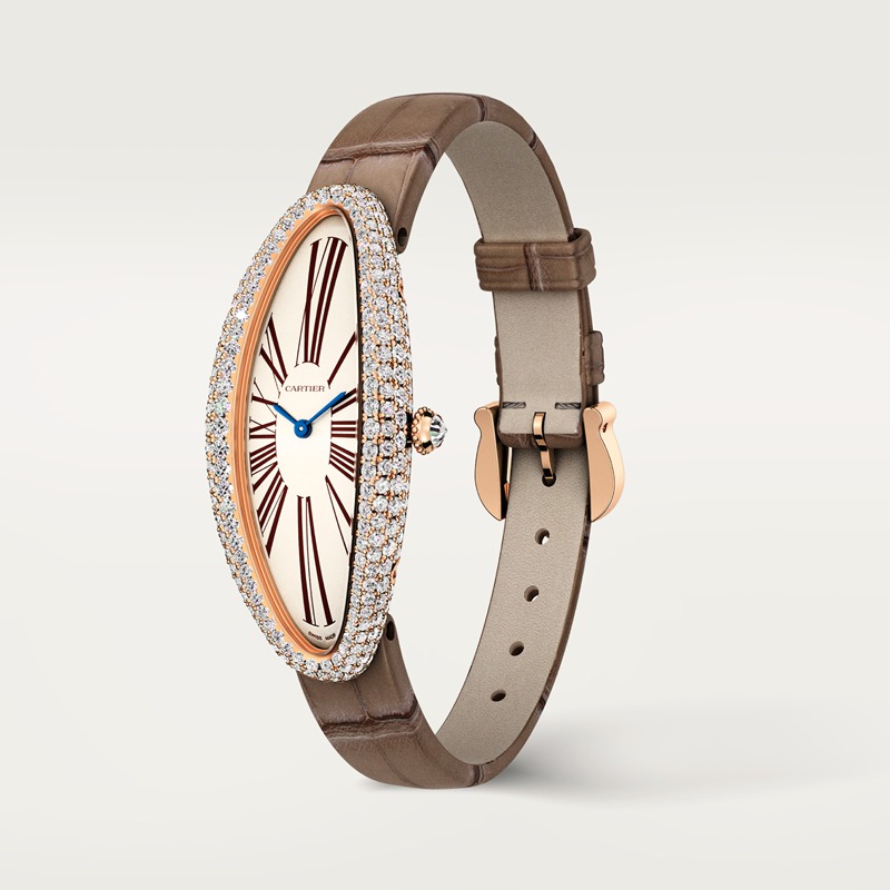 Cartier Baignoire Allongée horloge Top Wesselton (F-G) Kroon Roségoud 47.0 mm x 20.7 mm CRWJBA0006 - Afbeelding 3
