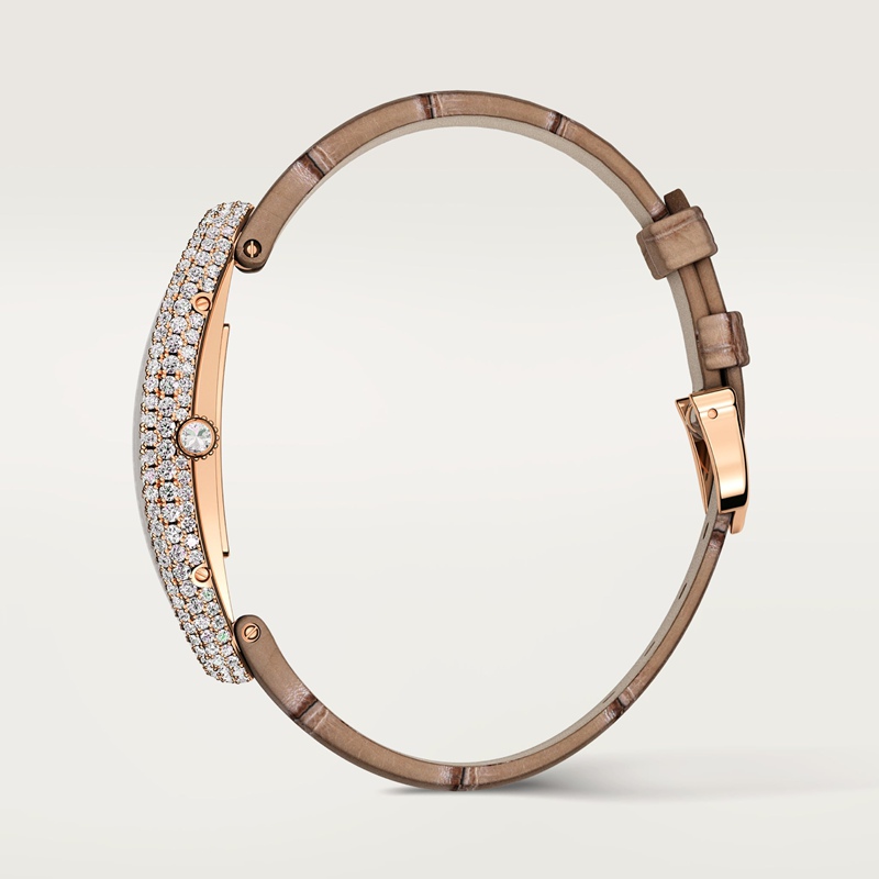 Cartier Baignoire Allongée horloge Top Wesselton (F-G) Kroon Roségoud 47.0 mm x 20.7 mm CRWJBA0006 - Afbeelding 5