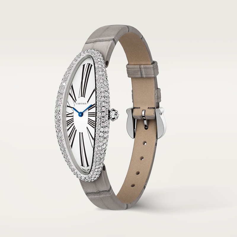 Cartier Baignoire Allongée horloge Top Wesselton (F-G) Kroon Wit goud 47.0 mm x 20.7 mm CRWJBA0007 - Afbeelding 3