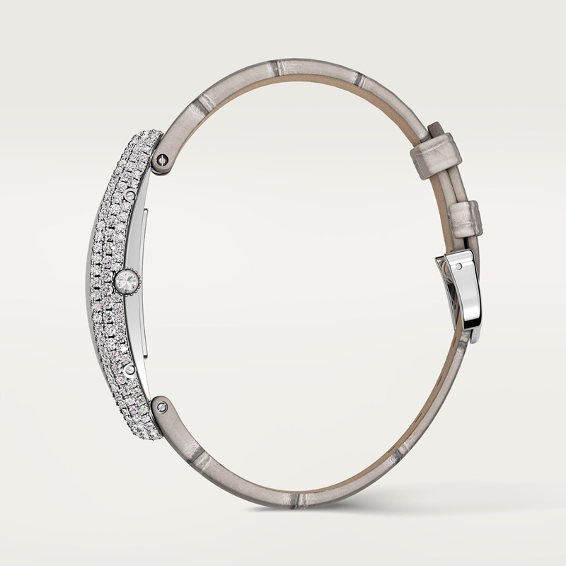 Cartier Baignoire Allongée horloge Top Wesselton (F-G) Kroon Wit goud 47.0 mm x 20.7 mm CRWJBA0007 - Afbeelding 5