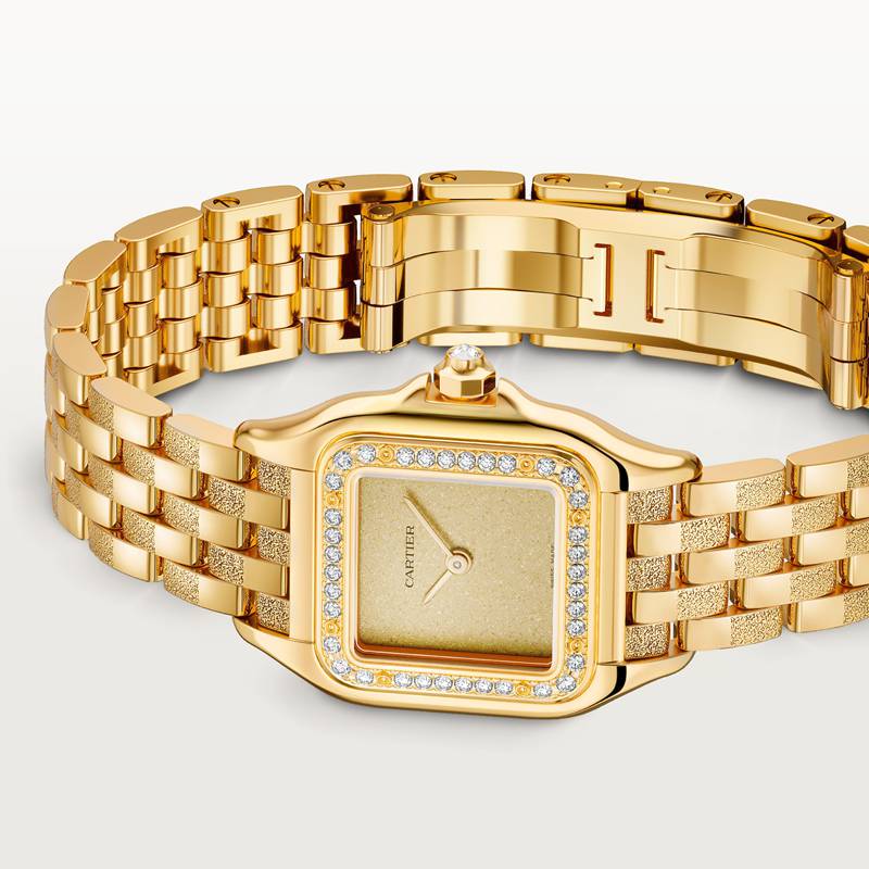 Cartier Panthère de Cartier horloge, klein model Top Wesselton (F-G) Kroon Geel goud 30.3 mm x 22.0 mm CRWJPN0057 - Afbeelding 5