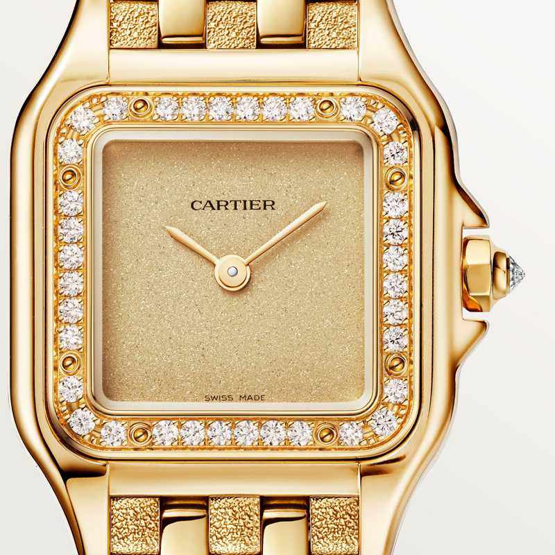 Cartier Panthère de Cartier horloge, klein model Top Wesselton (F-G) Kroon Geel goud 30.3 mm x 22.0 mm CRWJPN0057 - Afbeelding 6