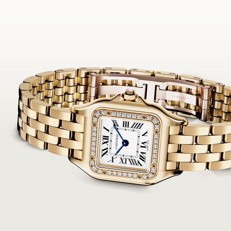 Cartier Panthère de Cartier horloge, klein model Top Wesselton (F-G) Kroon Geel goud 30.3 mm x 22.0 mm CRWJPN0067 - Afbeelding 6