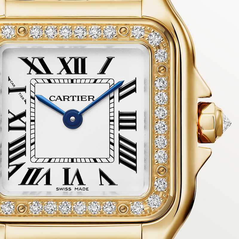 Cartier Panthère de Cartier horloge, klein model Top Wesselton (F-G) Kroon Geel goud 30.3 mm x 22.0 mm CRWJPN0067 - Afbeelding 7