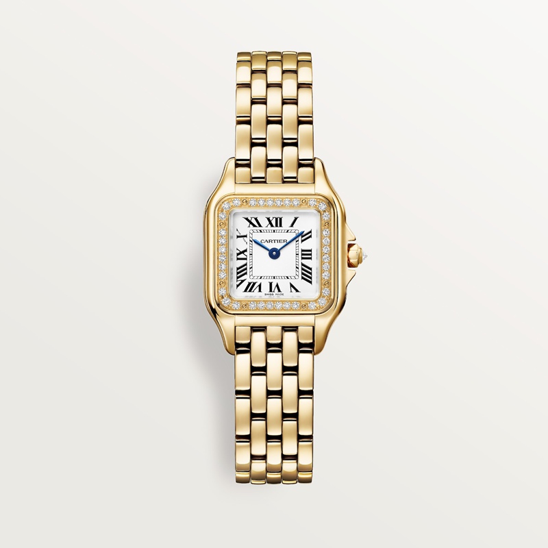 Cartier Panthère de Cartier horloge, klein model Top Wesselton (F-G) Kroon Geel goud 30.3 mm x 22.0 mm CRWJPN0067
