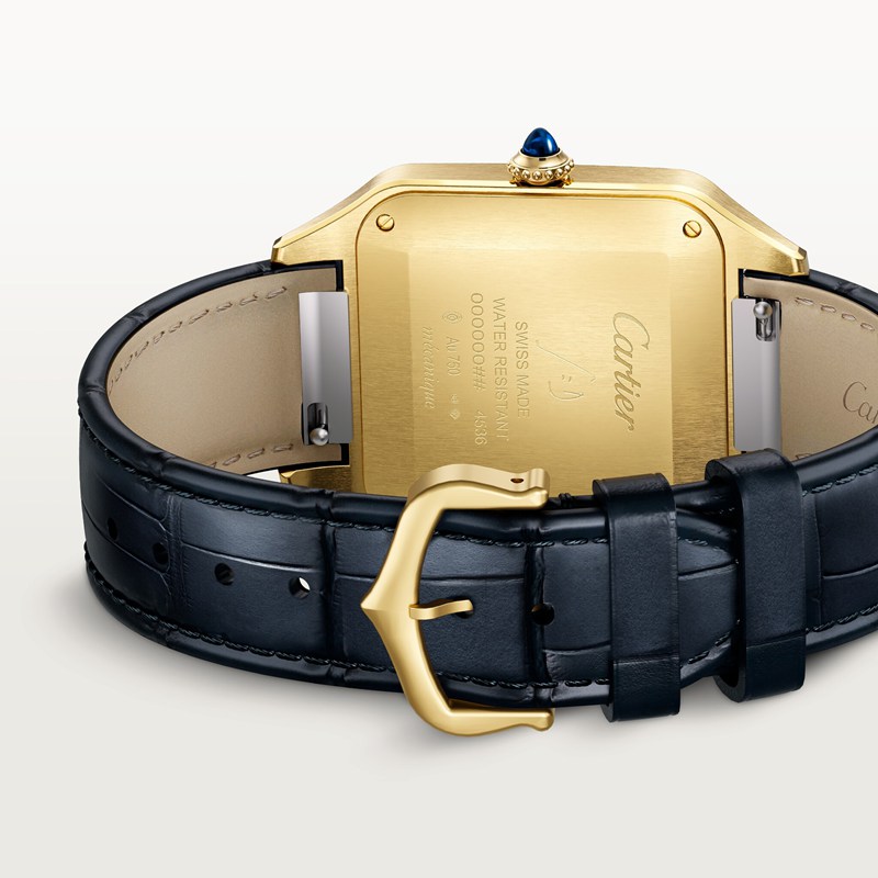 Cartier Santos-Dumont horloge Blauw Kroon Geel goud 46.6 mm x 33.9 mm CRWGSA0108 - Afbeelding 3