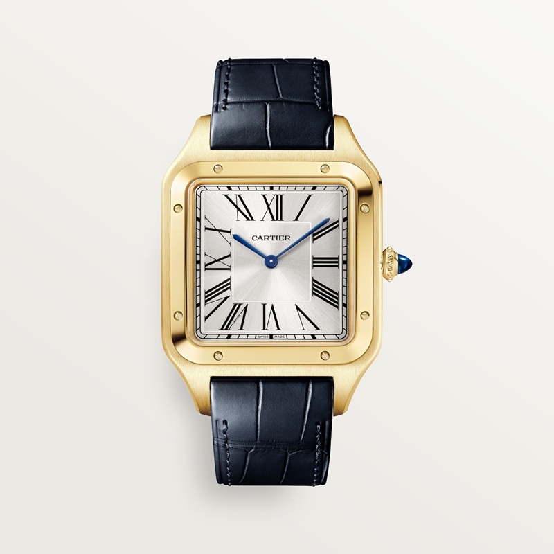 Cartier Santos-Dumont horloge Blauw Kroon Geel goud 46.6 mm x 33.9 mm CRWGSA0108