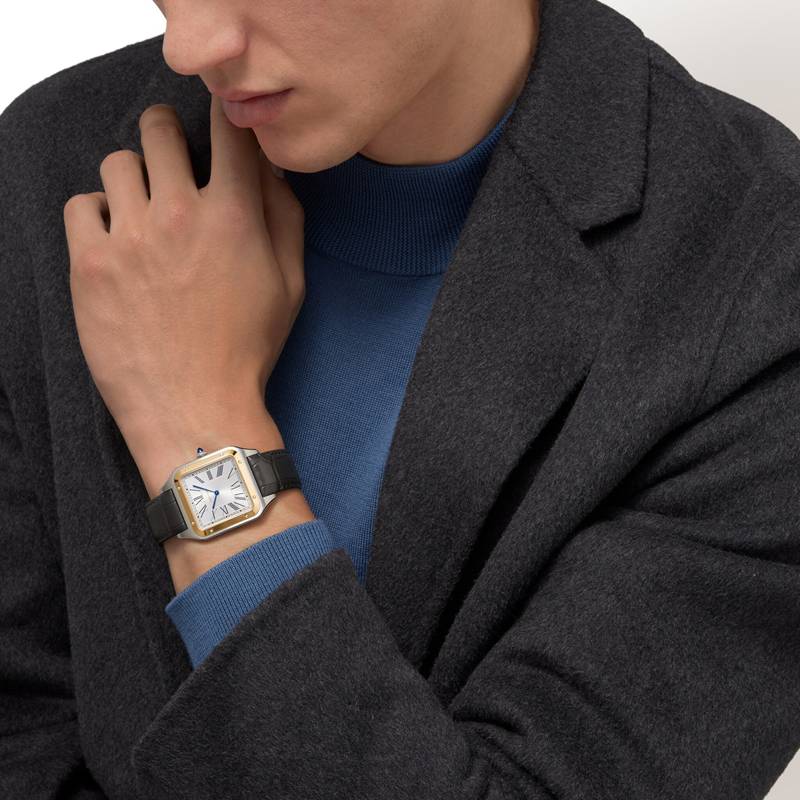 Cartier Santos-Dumont horloge Blauw Kroon Goud en staal 46.6 mm x 33.9 mm CRW2SA0034 - Afbeelding 2