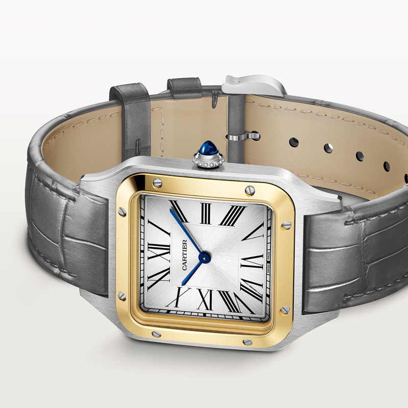 Cartier Santos-Dumont horloge Blauw Kroon Goud en staal 46.6 mm x 33.9 mm CRW2SA0034 - Afbeelding 6