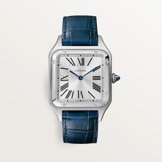 Cartier Santos-Dumont horloge Blauw Kroon Staal 43.5 mm x 31.4 mm CRWSSA0085