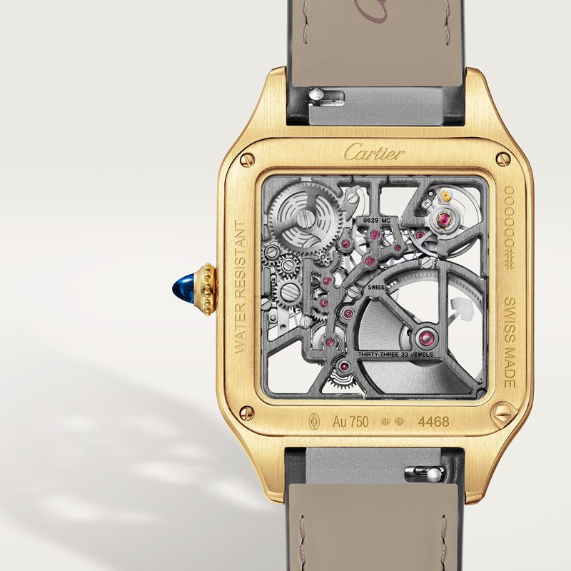 Cartier Santos-Dumont skelethorloge uitgerust met een micro-rotor Blauw Kroon Geel goud 43.5 mm x 31.4 mm CRWHSA0043 - Afbeelding 2