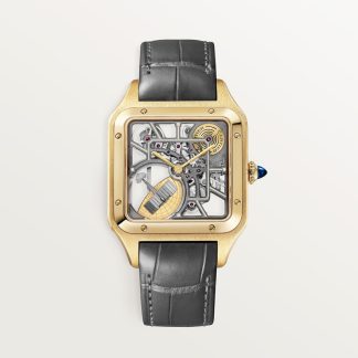 Cartier Santos-Dumont skelethorloge uitgerust met een micro-rotor Blauw Kroon Geel goud 43.5 mm x 31.4 mm CRWHSA0043