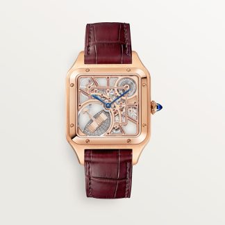 Cartier Santos-Dumont skelethorloge uitgerust met een micro-rotor Blauw Kroon Roségoud 43.5 mm x 31.4 mm CRWHSA0030
