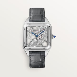 Cartier Santos-Dumont skelethorloge uitgerust met een micro-rotor Blauw Kroon Staal 43.5 mm x 31.4 mm CRWHSA0032