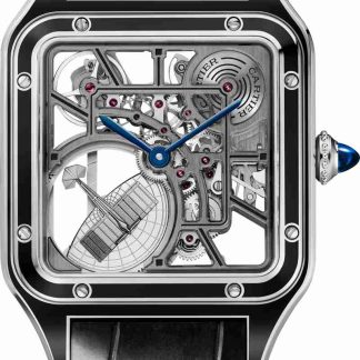 Cartier Santos-Dumont skelethorloge uitgerust met een micro-rotor Blauw Kroon Staal 43.5 mm x 31.4 mm CRWHSA0044