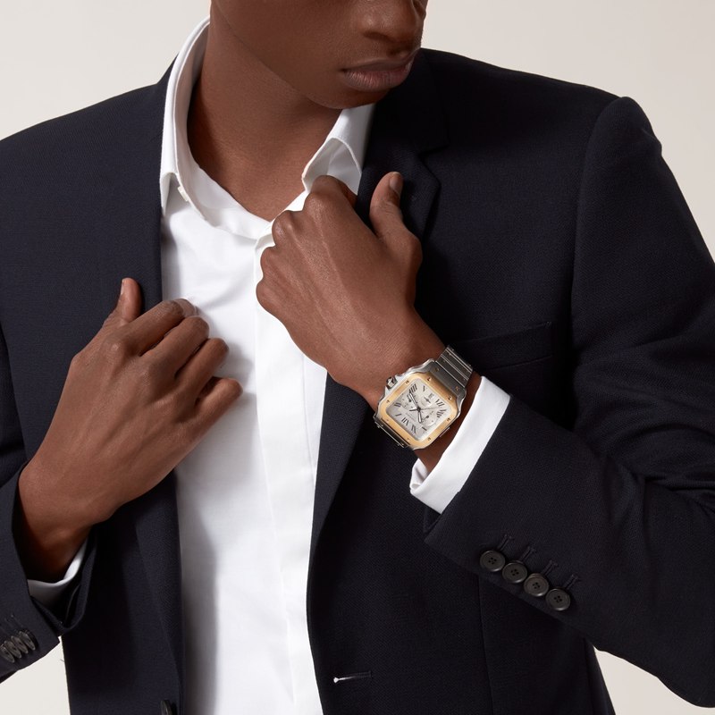 Cartier Santos de Cartier chronograaf horloge Blauw Kroon Goud en staal 51.3 mm x 43.3 mm CRW2SA0008 - Afbeelding 2