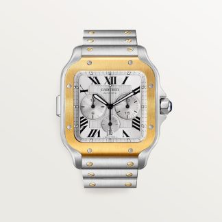 Cartier Santos de Cartier chronograaf horloge Blauw Kroon Goud en staal 51.3 mm x 43.3 mm CRW2SA0008
