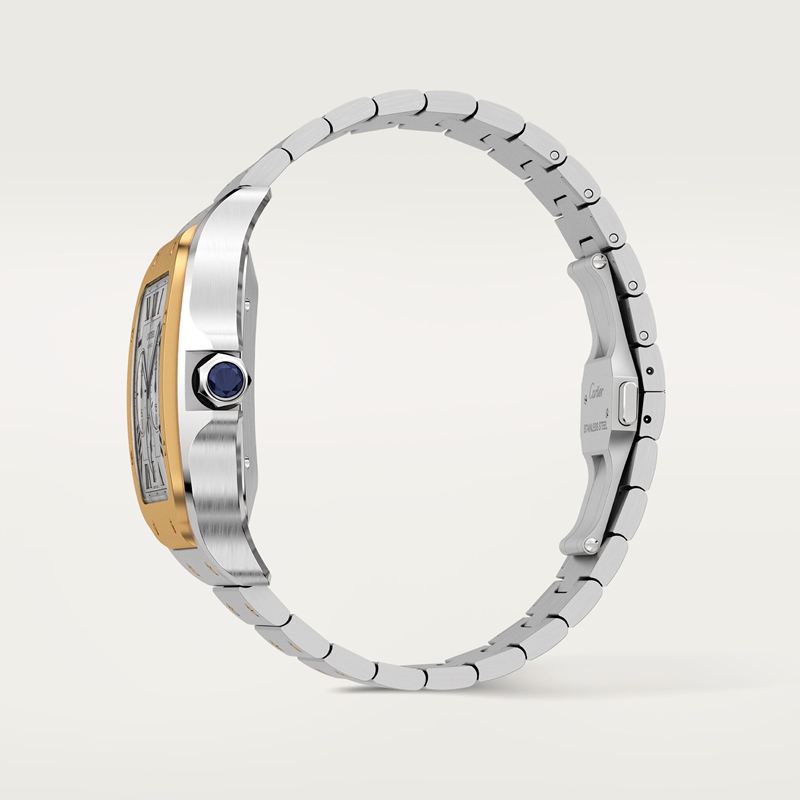 Cartier Santos de Cartier chronograaf horloge Blauw Kroon Goud en staal 51.3 mm x 43.3 mm CRW2SA0008 - Afbeelding 6