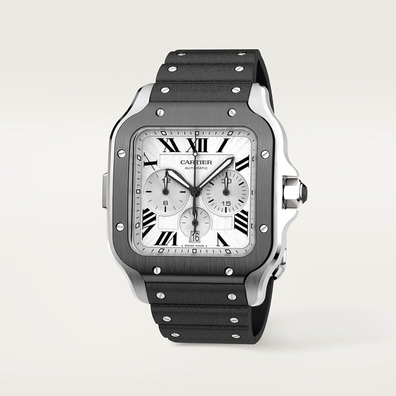 Cartier Santos de Cartier chronograaf horloge Zwart Kroon Staal 51.3 mm x 43.3 mm CRWSSA0017 - Afbeelding 4