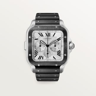 Cartier Santos de Cartier chronograaf horloge Zwart Kroon Staal 51.3 mm x 43.3 mm CRWSSA0017