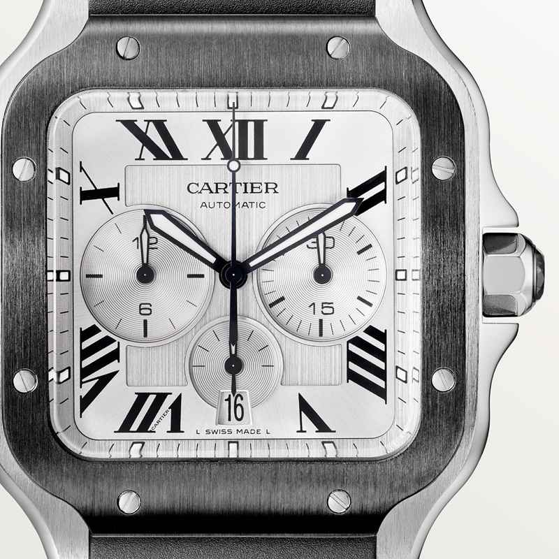Cartier Santos de Cartier chronograaf horloge Zwart Kroon Staal 51.3 mm x 43.3 mm CRWSSA0017 - Afbeelding 9