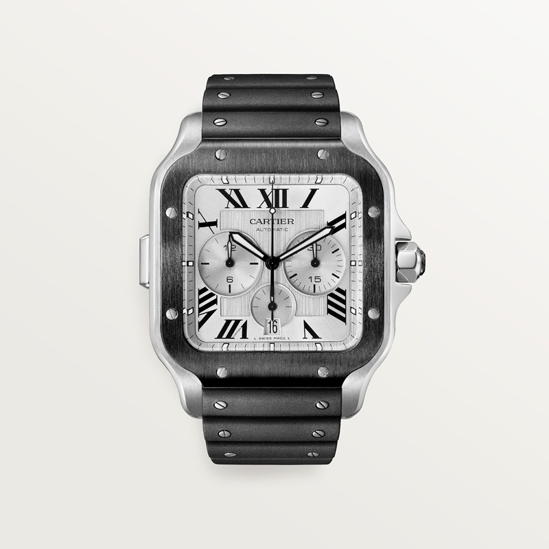 Cartier Santos de Cartier chronograaf horloge Zwart Kroon Staal 51.3 mm x 43.3 mm CRWSSA0017