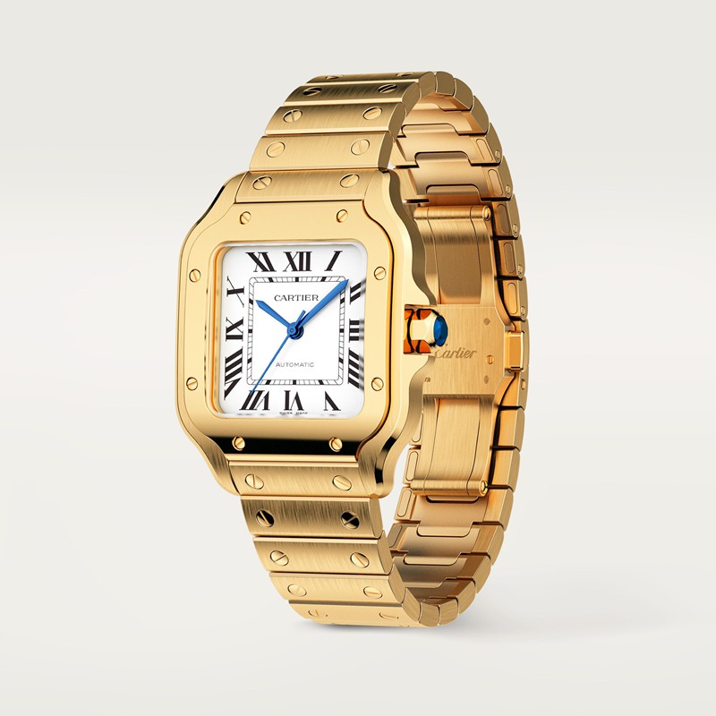 Cartier Santos de Cartier horloge Blauw Kroon Geel goud 41.9 mm x 35.1 mm CRWGSA0030 - Afbeelding 2