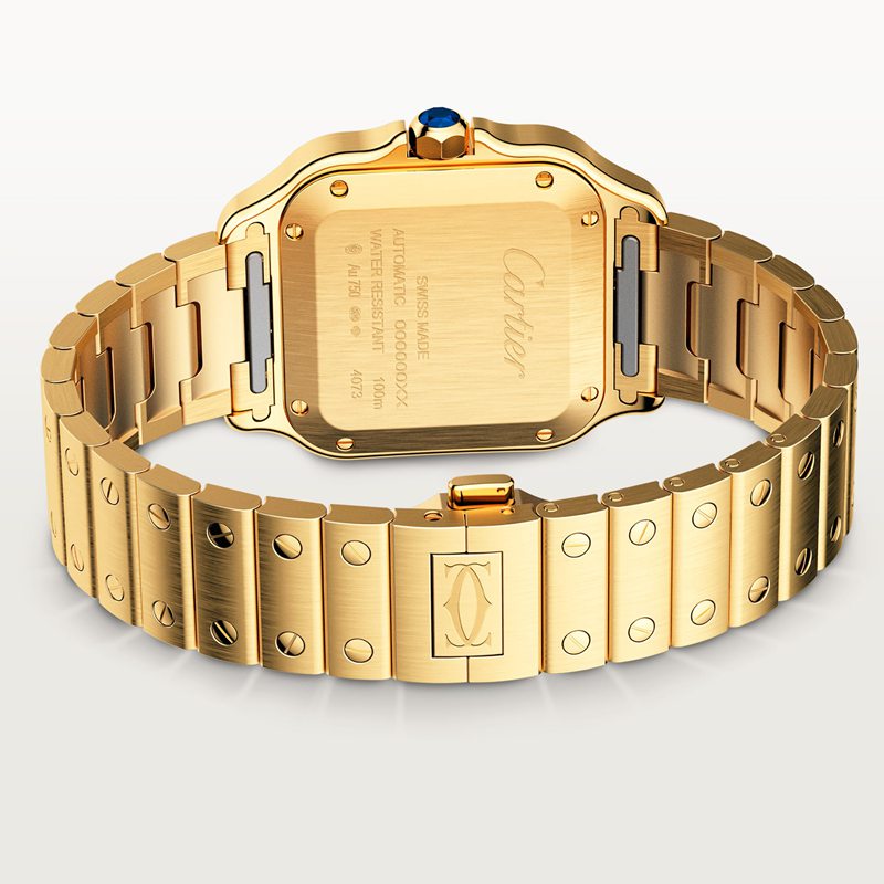 Cartier Santos de Cartier horloge Blauw Kroon Geel goud 41.9 mm x 35.1 mm CRWGSA0030 - Afbeelding 4