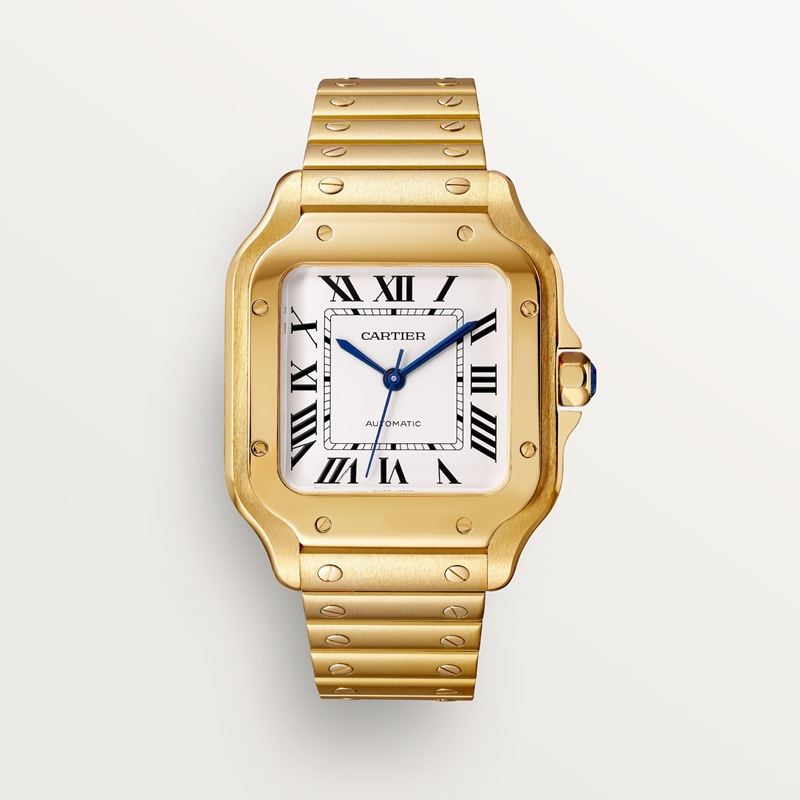 Cartier Santos de Cartier horloge Blauw Kroon Geel goud 41.9 mm x 35.1 mm CRWGSA0030