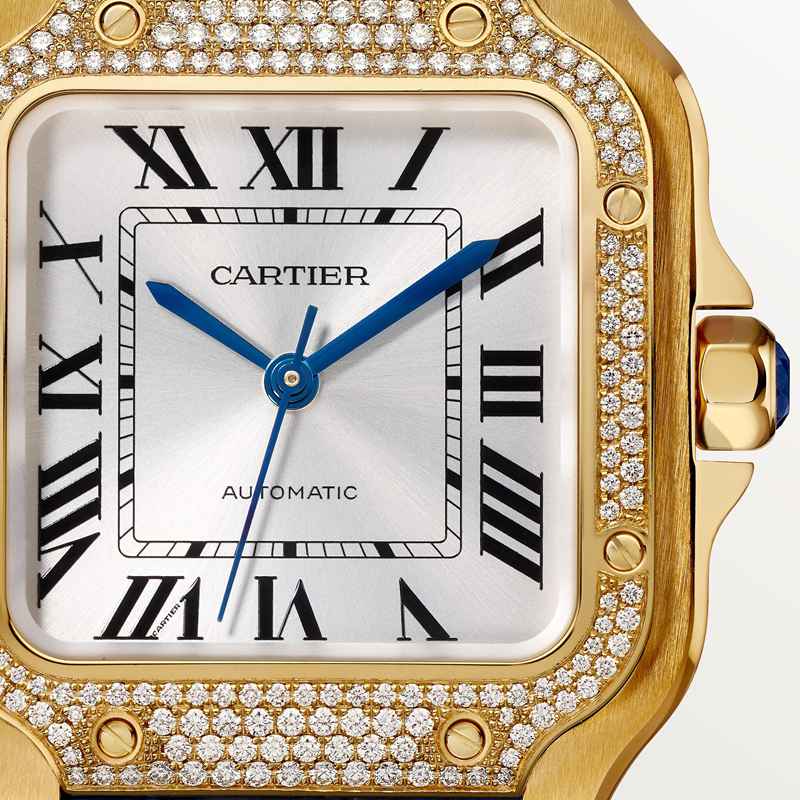 Cartier Santos de Cartier horloge Blauw Kroon Geel goud 41.9 mm x 35.1 mm CRWJSA0013 - Afbeelding 3