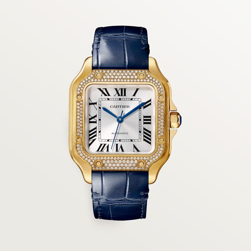 Cartier Santos de Cartier horloge Blauw Kroon Geel goud 41.9 mm x 35.1 mm CRWJSA0013