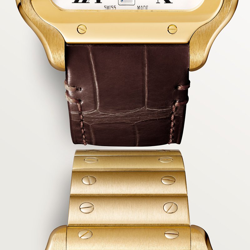 Cartier Santos de Cartier horloge Blauw Kroon Geel goud 47.5 mm x 39.8 mm CRWGSA0029 - Afbeelding 3