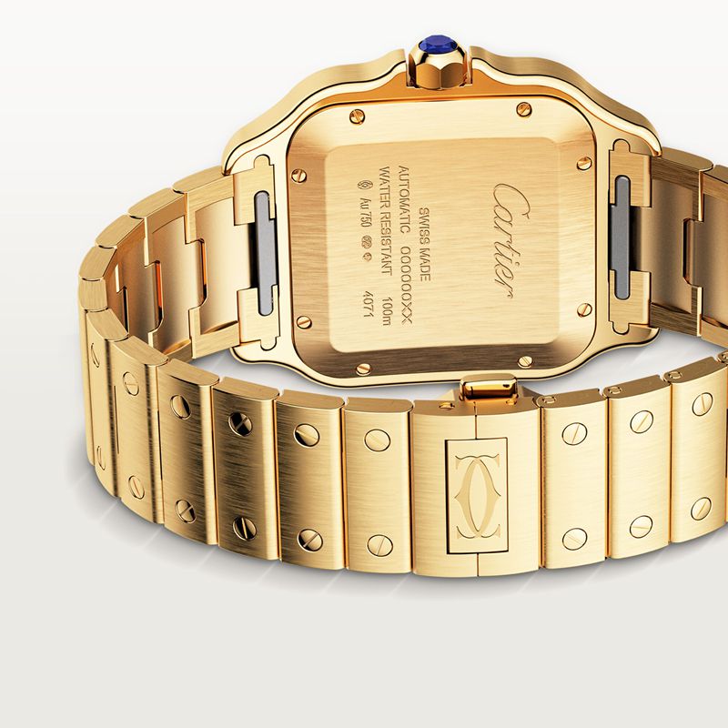 Cartier Santos de Cartier horloge Blauw Kroon Geel goud 47.5 mm x 39.8 mm CRWGSA0029 - Afbeelding 4