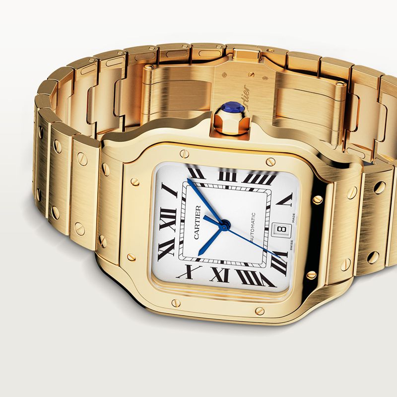 Cartier Santos de Cartier horloge Blauw Kroon Geel goud 47.5 mm x 39.8 mm CRWGSA0029 - Afbeelding 6