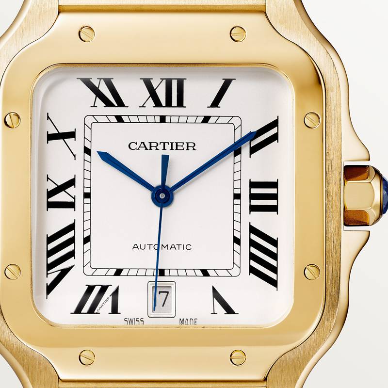 Cartier Santos de Cartier horloge Blauw Kroon Geel goud 47.5 mm x 39.8 mm CRWGSA0029 - Afbeelding 7