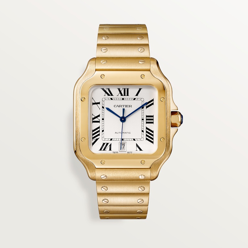 Cartier Santos de Cartier horloge Blauw Kroon Geel goud 47.5 mm x 39.8 mm CRWGSA0029