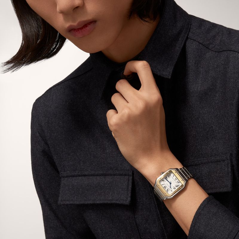 Cartier Santos de Cartier horloge Blauw Kroon Goud en staal 41.9 mm x 35.1 mm CRW2SA0016 - Afbeelding 4