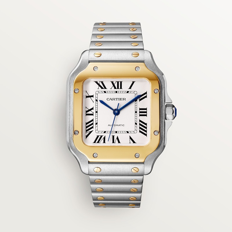 Cartier Santos de Cartier horloge Blauw Kroon Goud en staal 41.9 mm x 35.1 mm CRW2SA0016