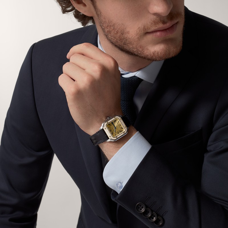 Cartier Santos de Cartier horloge Blauw Kroon Goud en staal 41.9 mm x 35.1 mm CRW3SA0007 - Afbeelding 3