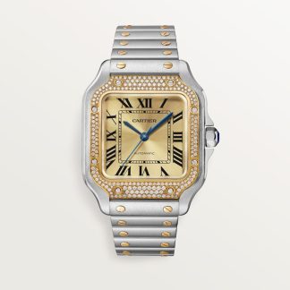 Cartier Santos de Cartier horloge Blauw Kroon Goud en staal 41.9 mm x 35.1 mm CRW3SA0007