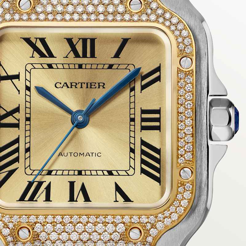 Cartier Santos de Cartier horloge Blauw Kroon Goud en staal 41.9 mm x 35.1 mm CRW3SA0007 - Afbeelding 5