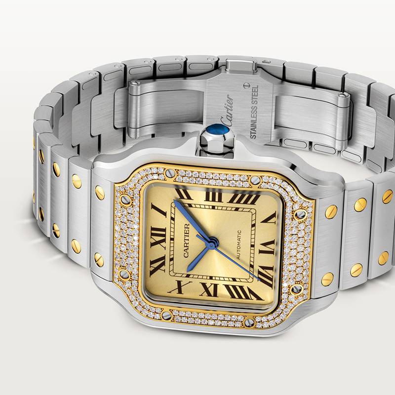 Cartier Santos de Cartier horloge Blauw Kroon Goud en staal 41.9 mm x 35.1 mm CRW3SA0007 - Afbeelding 8
