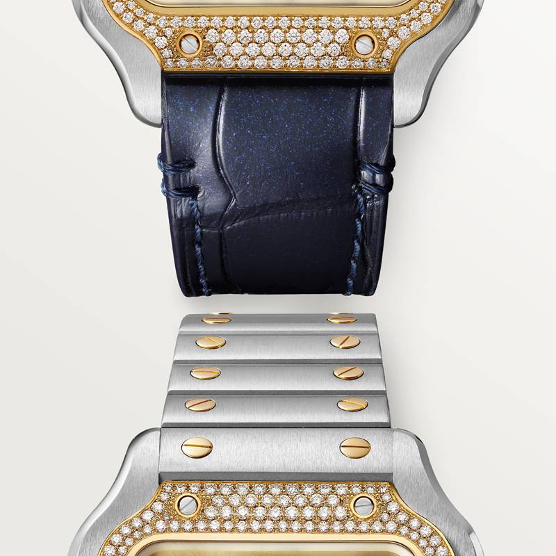 Cartier Santos de Cartier horloge Blauw Kroon Goud en staal 41.9 mm x 35.1 mm CRW3SA0007 - Afbeelding 9