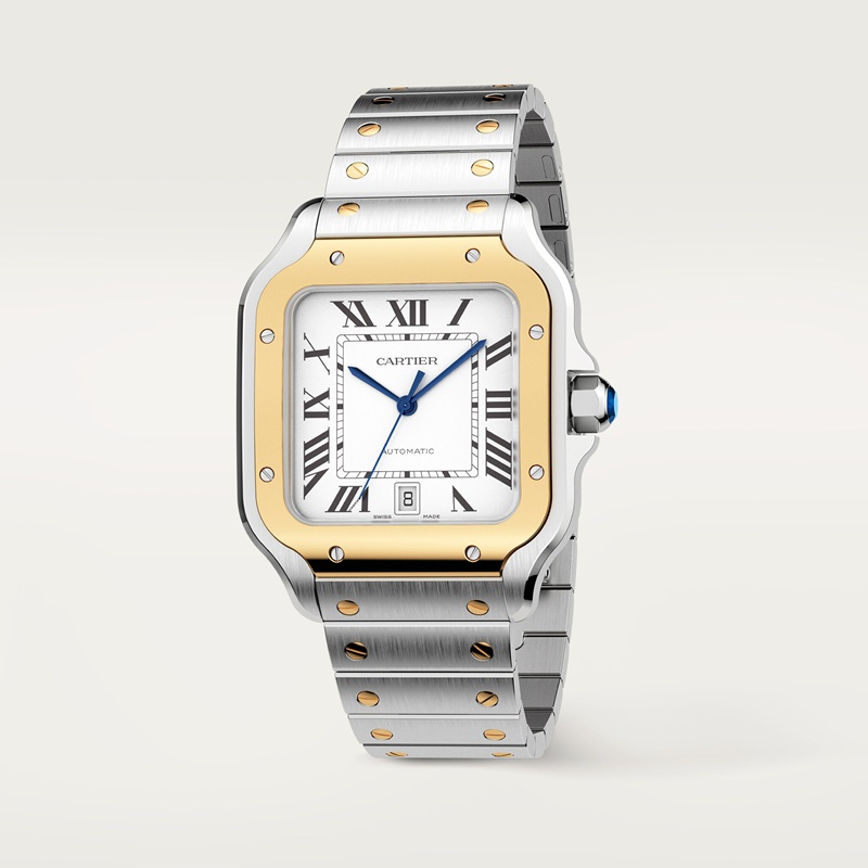 Cartier Santos de Cartier horloge Blauw Kroon Goud en staal 47.5 mm x 39.8 mm CRW2SA0009 - Afbeelding 3