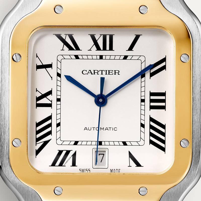 Cartier Santos de Cartier horloge Blauw Kroon Goud en staal 47.5 mm x 39.8 mm CRW2SA0009 - Afbeelding 4