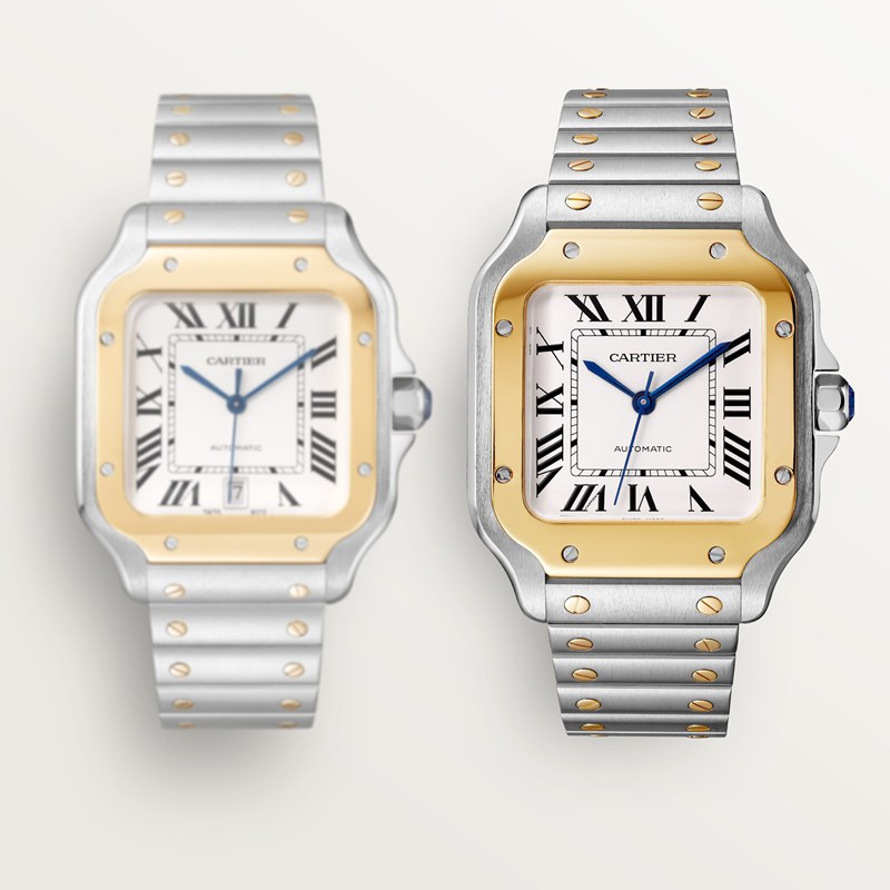 Cartier Santos de Cartier horloge Blauw Kroon Goud en staal 47.5 mm x 39.8 mm CRW2SA0009 - Afbeelding 8