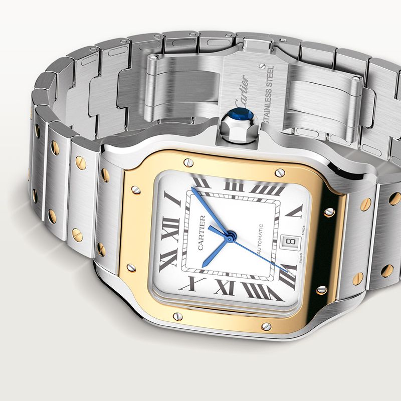 Cartier Santos de Cartier horloge Blauw Kroon Goud en staal 47.5 mm x 39.8 mm CRW2SA0009 - Afbeelding 10