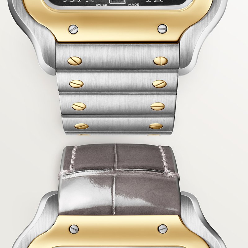 Cartier Santos de Cartier horloge Blauw Kroon Goud en staal 47.5 mm x 39.8 mm CRW2SA0030 - Afbeelding 3