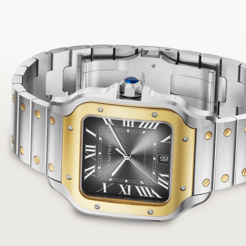 Cartier Santos de Cartier horloge Blauw Kroon Goud en staal 47.5 mm x 39.8 mm CRW2SA0030 - Afbeelding 6