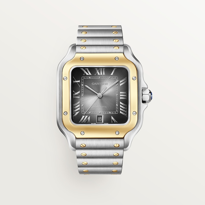 Cartier Santos de Cartier horloge Blauw Kroon Goud en staal 47.5 mm x 39.8 mm CRW2SA0030